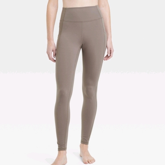 Women's Brushed Sculpt High-Rise Pocketed Leggings - All In Motion Brown -Size S - Picture 1 of 16